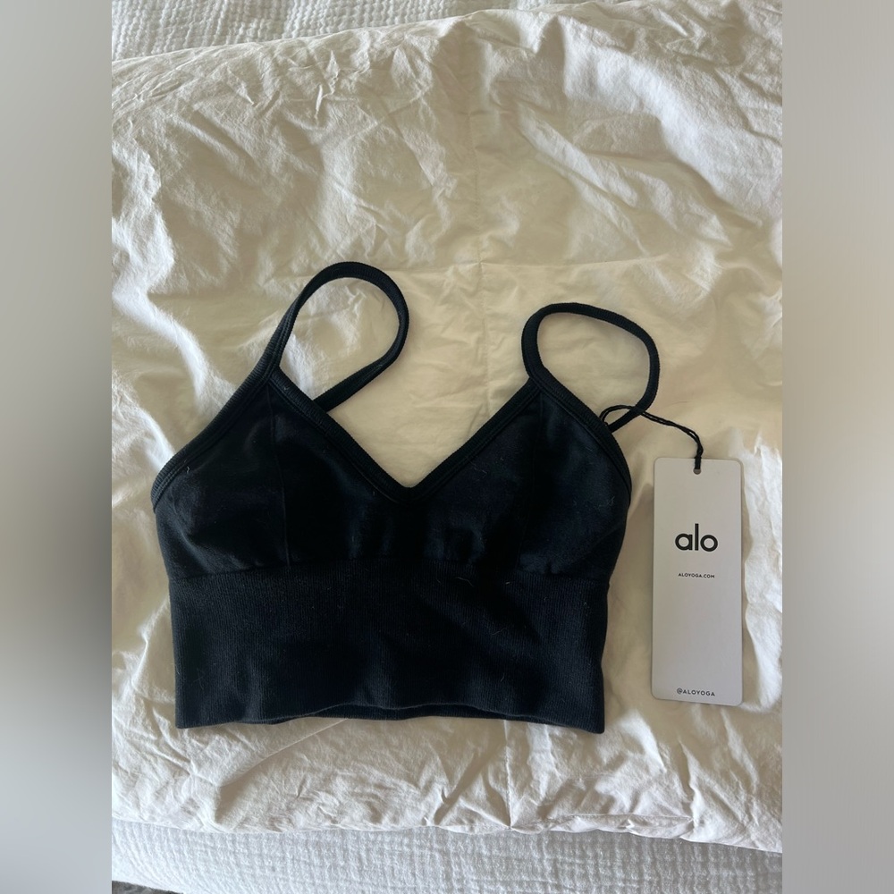 Alo Yoga Women's Seamless Delight Bralette Sports Bra, Black, X-Small